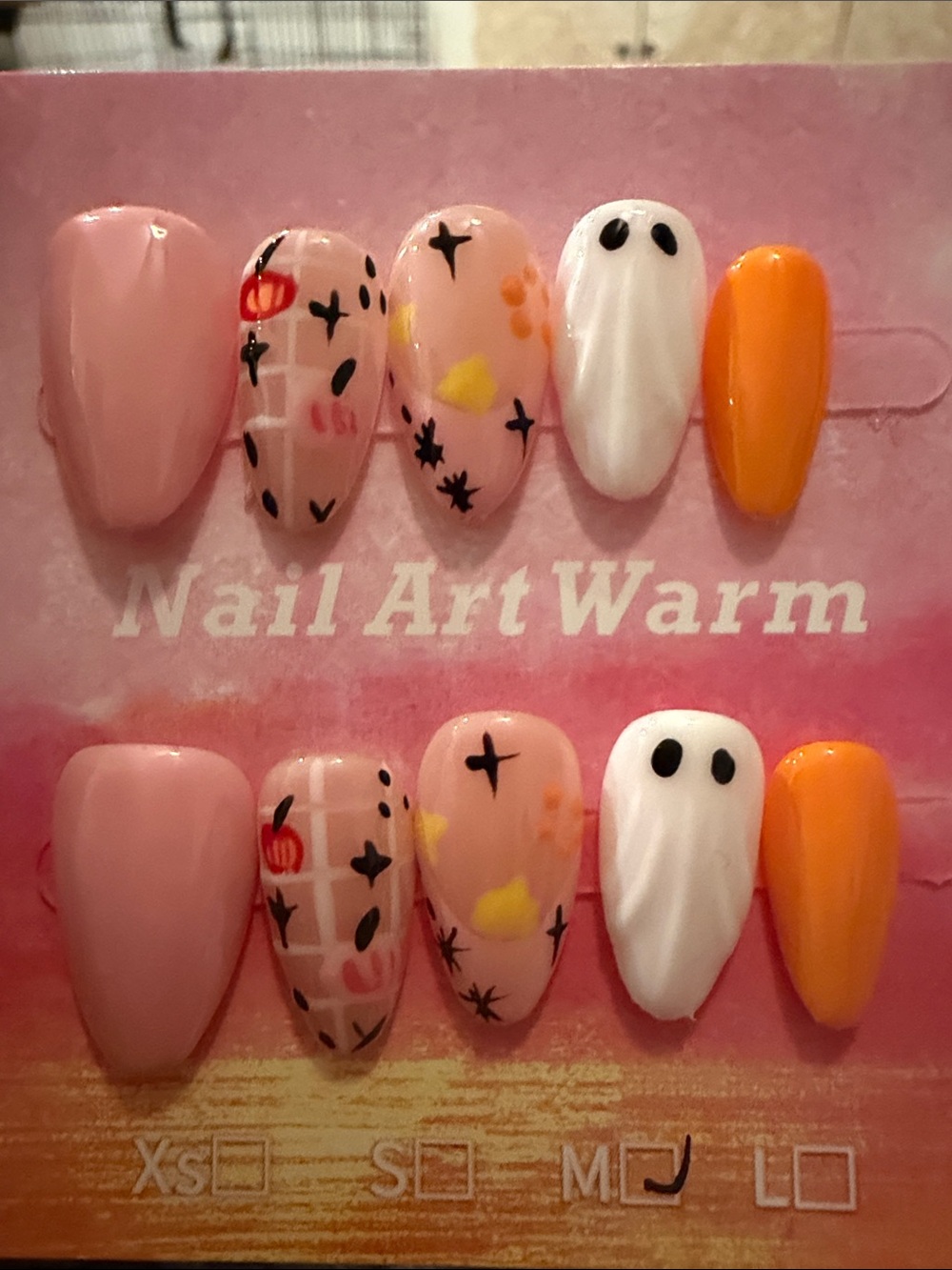 Pink & Orange Halloween Nail Set